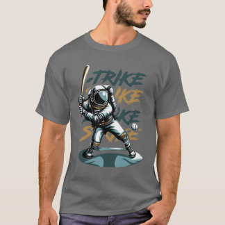 T-shirt kaki masculin avec Alien jouant au basebal