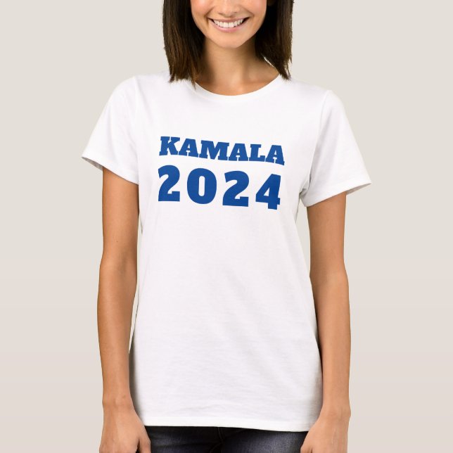 T-shirt KAMALA 2024 texte bleu démocrate (Devant)