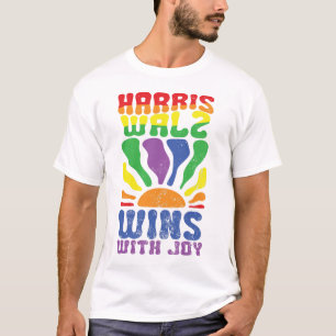 T-shirt Kamala gagne avec Joy Retro Boho Harris Walz LGBT