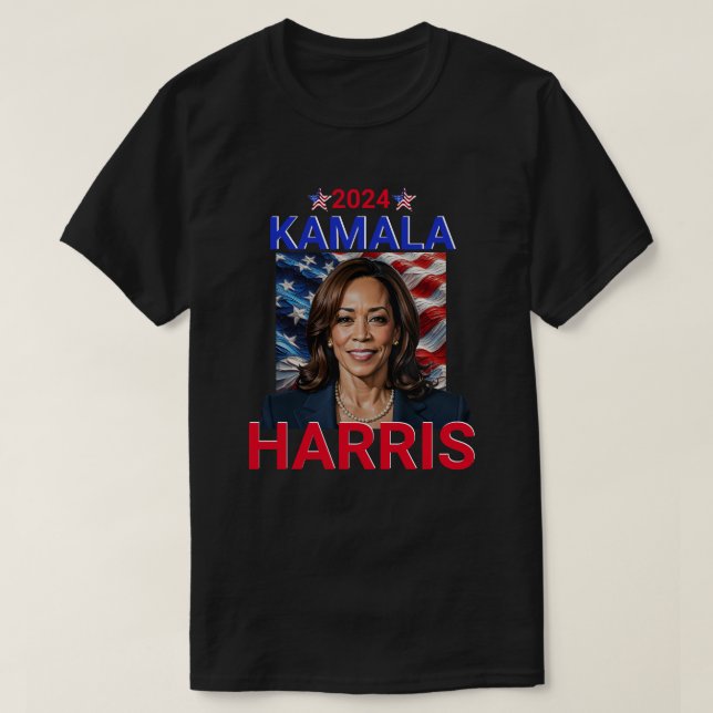 T-shirt Kamala Harris 2024 Rouge, Blanc et Bleu (Design devant)