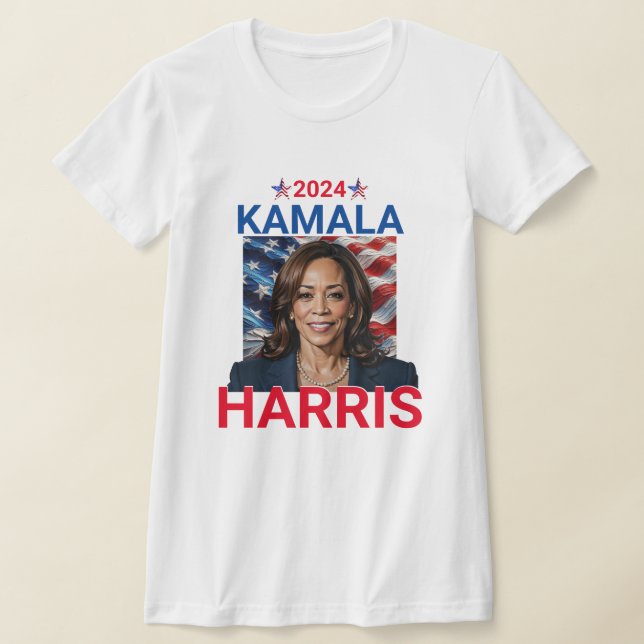 T-shirt Kamala Harris 2024 Rouge, Blanc et Bleu (Poser)