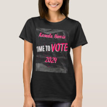 T-shirt Kamala Harris. Noir avec police rose.