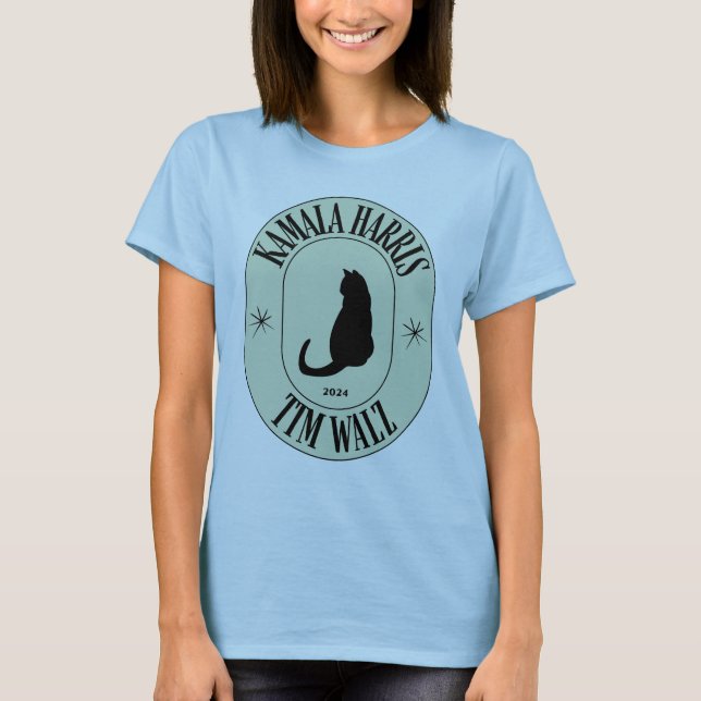 T-shirt Kamala Harris Tim Walz Cat (Devant)