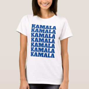 T-shirt KAMALA KAMALA KAMALA KAMALA bleu texte démocrate