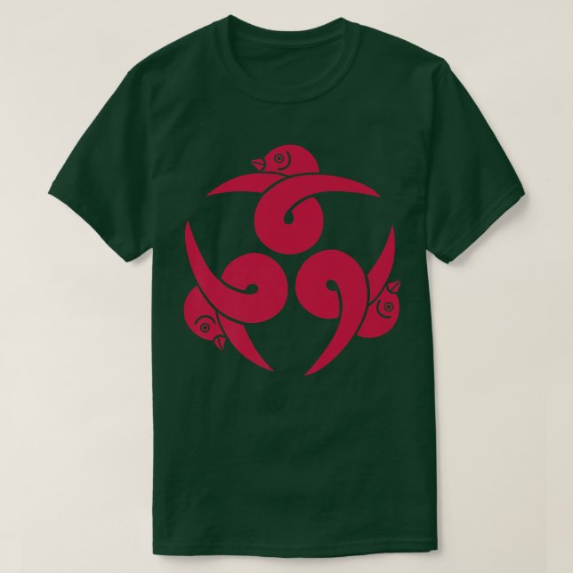 T-shirt Kamon japonais trois oies en sakura rose (Design devant)