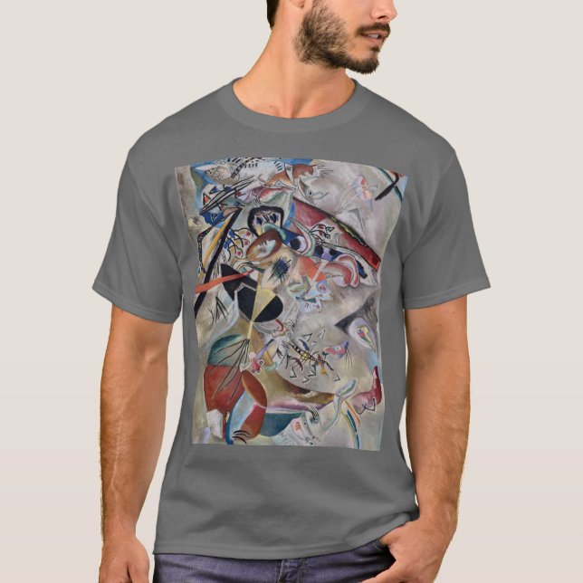 T-shirt Kandinsky En Gris Abstrait Oeuvre En Gris Foncé (Devant)