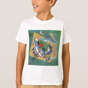 T-shirt Kandinsky rouge ovale Abstraite oeuvre d'art vert 