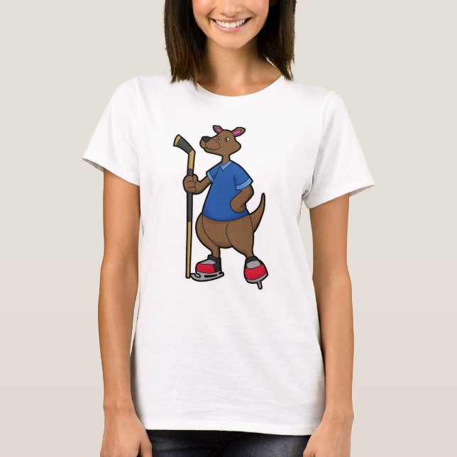 T-shirt Kangaroo au hockey sur glace avec bâton de hockey  (Devant)