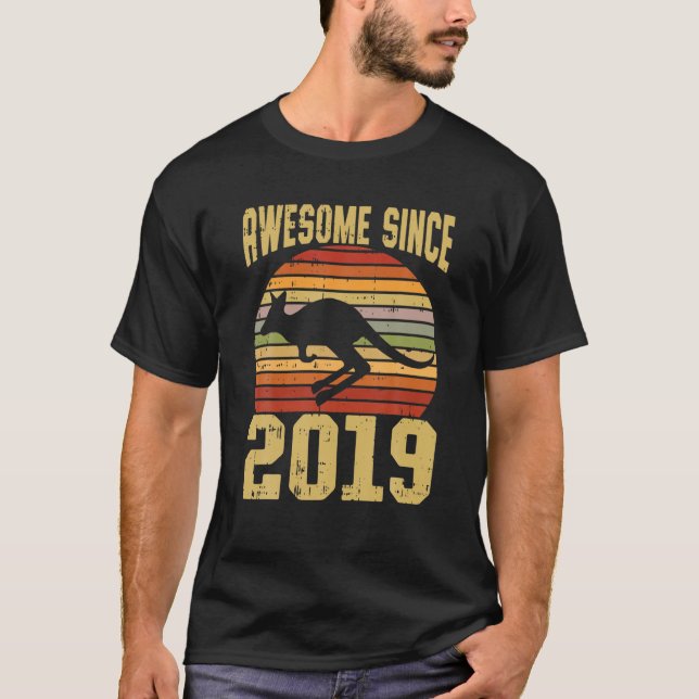 T-shirt Kangaroo Awesome Since 2019 3Rd Birthday 3 Years O (Devant)