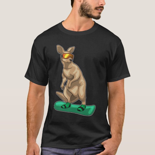 T-shirt Kangaroo Snowboard Sports d'hiver (Devant)