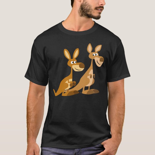 T-shirt Kangaroos deux mignons caricatures (Devant)