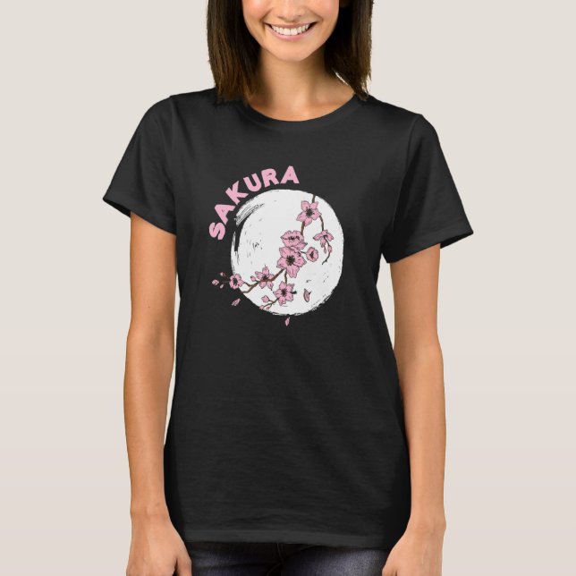 T-shirt Kanji Sakura Japanese Cherry Flower Blossom Pink S (Devant)