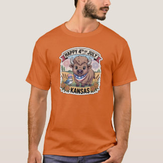 T-shirt Kansas 4 du juillet Western Meadowlark Sunflower S