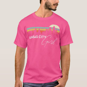 T-shirt Kansas City Girl Retro Sunset City Skyline Souveni