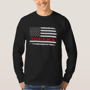 T-shirt Kansas Drapeau Américain Topeka Usa Souvenir Patri