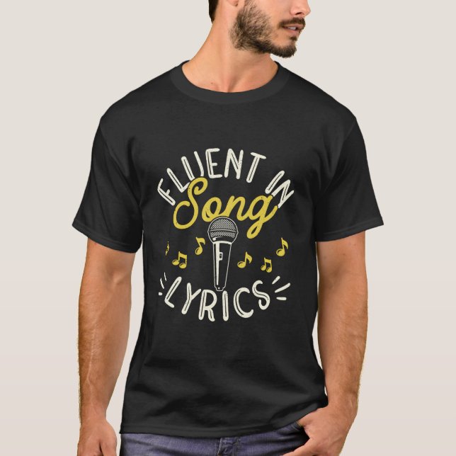T-shirt Karaoke Chanteur Chanson Lyrics Microphone Fluide  (Devant)