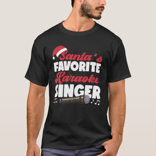T-shirt Karaoke Chanteur Noël Père Noël favori Karaoke (Devant)