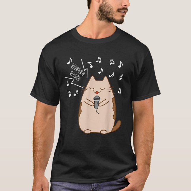 T-shirt Karaoke Kawaii Kitty Cute Chant Kawaii Cat Micro (Devant)
