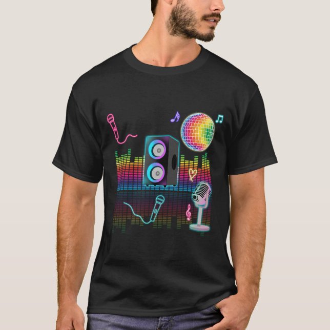 T-shirt Karaoke Neon Singing Music Party (Devant)