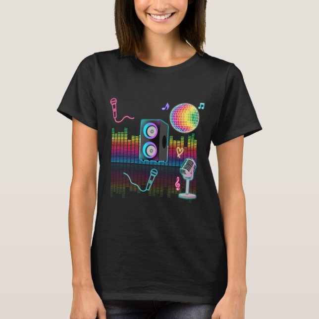 T-shirt Karaoke Neon Singing Music Party (Devant)