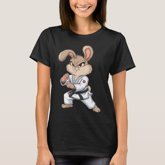 T-shirt Karate Bunny Arts Martiaux Rabbit Drôle Pour Les E (Devant)