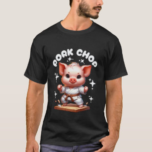 T-shirt Karate Classique Enfants Cute Pork Chop Drôle Kara