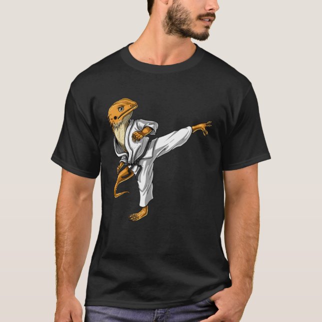 T-shirt Karate de dragon à oreilles Ninja Beardie Reptile  (Devant)