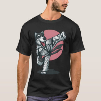 T-shirt Karate Husky Alaskan Pose Chien Hommes Femmes Garç
