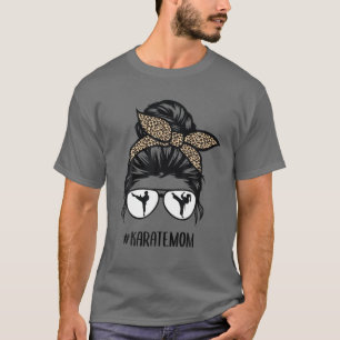 T-shirt Karate Maman Leopard Messy Bun Lunettes de cheveux
