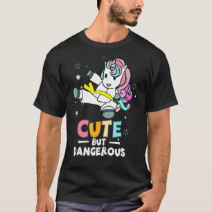 T-shirt Karate Mignonne Mais Dangereuse Taekwondo Unicorn