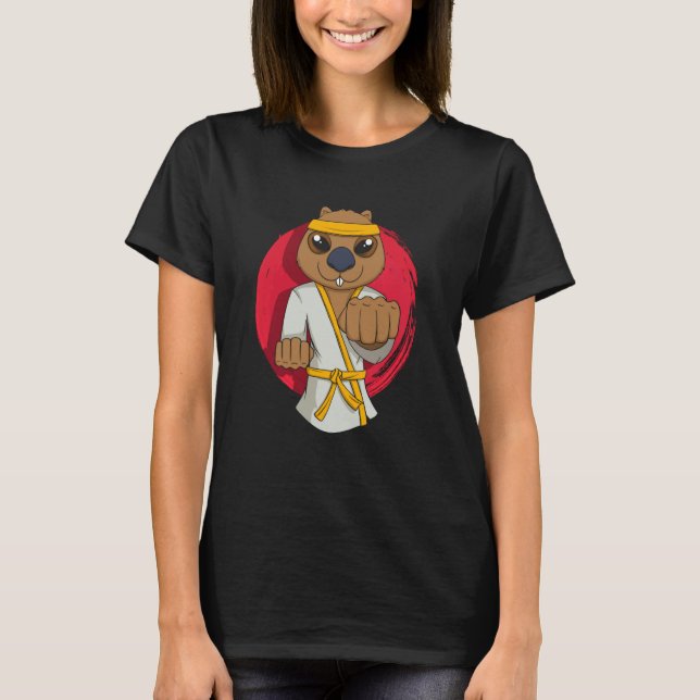 T-shirt Karate Wombat Cute Rodent Wildlife Animal (Devant)