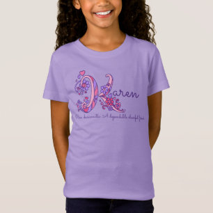 T-Shirt Karen Girls nom signifiant K coeurs monogrammes