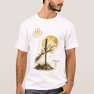 T-shirt Katana Doré Ronin Épée Sous la Lune - Bu Japonais