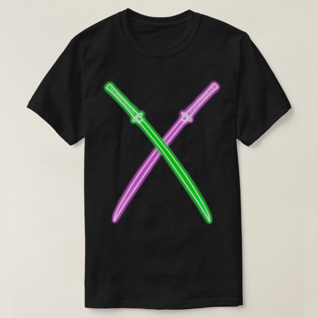 T-shirt Katana vert néon mauve (Design devant)
