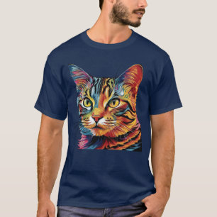 T - Shirt Katze gemustert