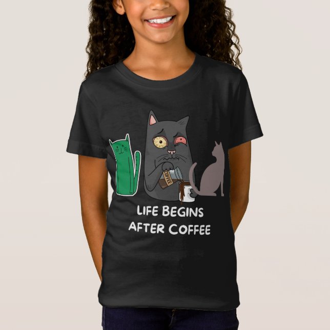 T - Shirt Katzenbilder für Kaffeeliebhaber (Vorderseite)