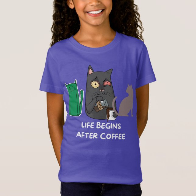 T - Shirt Katzenbilder für Kaffeeliebhaber (Vorderseite)