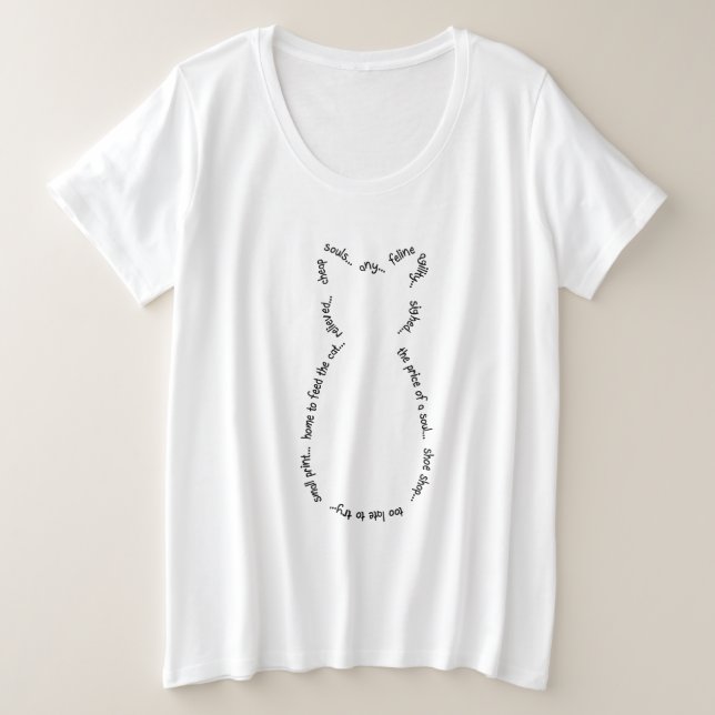 T - Shirt Katzenklammer Plus Größe (Schwarzer Text (Design vorne)