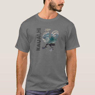 T-shirt Kauai Chicken Rooster Hawaii Surf Wave Design