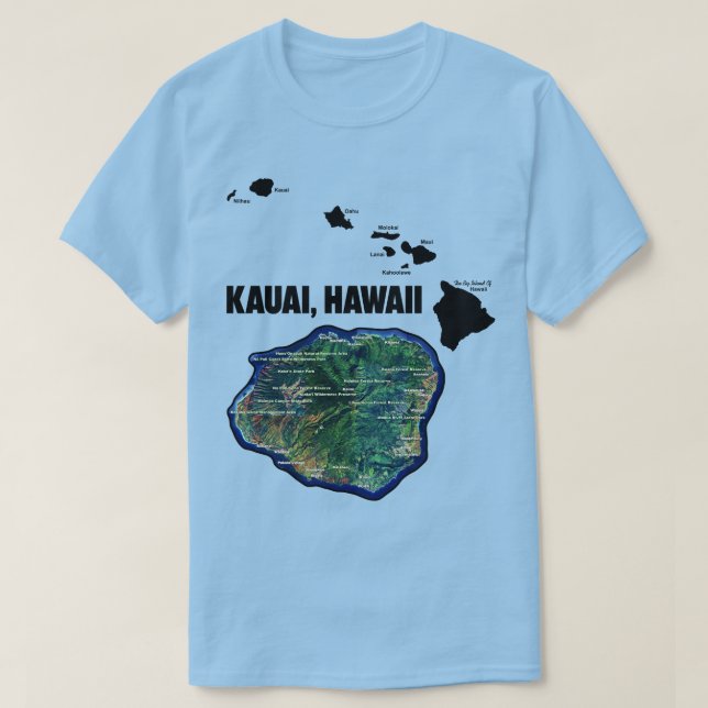 T-shirt Kauai Hawaii Avec Les Îles Hawaïennes (Design devant)