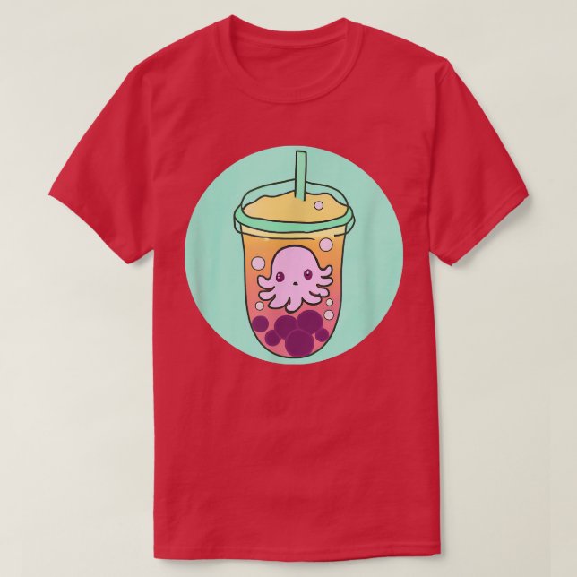 T-shirt Kawaii Adorable poulpe Boba mignonne bulle thé gla (Design devant)