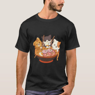 T-shirt Kawaii Anime Cats Otaku Japonais Ra Noodles