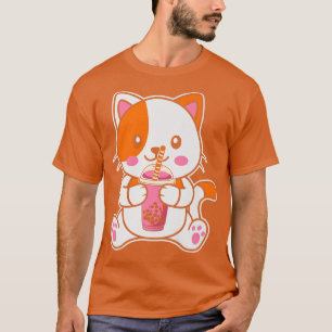 T-shirt Kawaii Anime Chat Boba Tea Bubble Tea Neko 1097