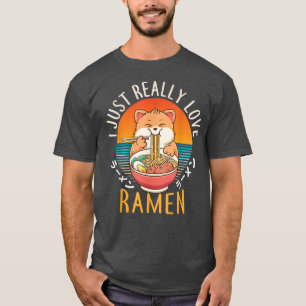 T-shirt Kawaii Anime Chat Cadeau Filles Amour Ramen Japona