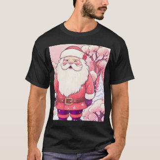 T-shirt Kawaii Anime Cute Père Noël Noël Snowy Sakura Sea