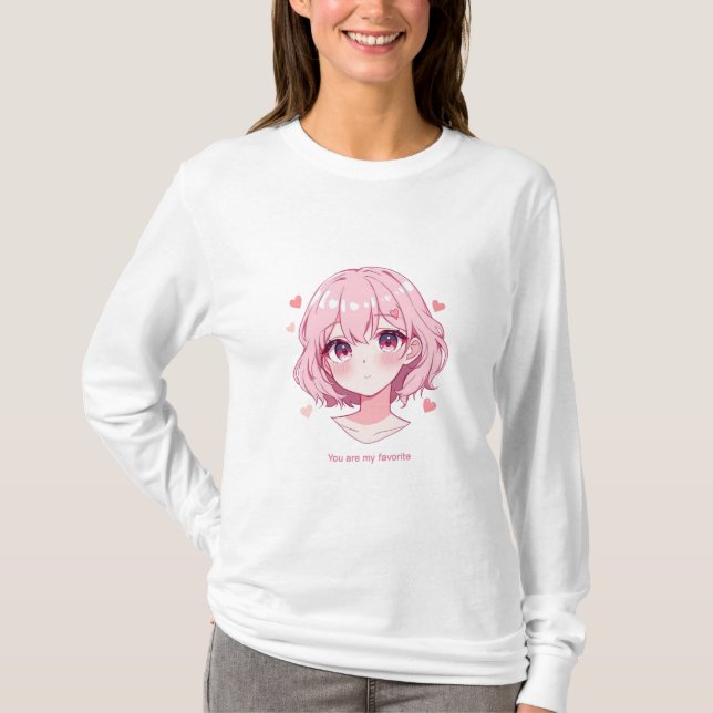 T-shirt Kawaii Anime Girl Valentine Sweatshirt (Devant)