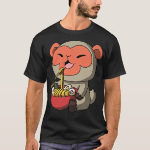 T-shirt Kawaii Anime Macaque Singe asiatique nouilles japo