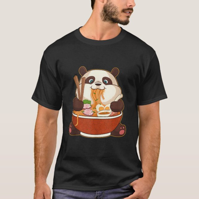 T-shirt Kawaii Anime Panda Otaku Japanese Ra Noodles (Devant)