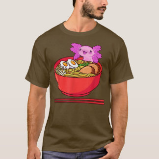 T-shirt Kawaii Axolotl Eating Ramen Noodles Anime Gift Tee