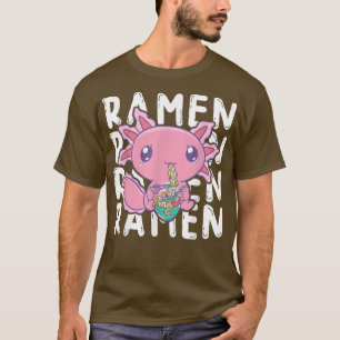 T-shirt Kawaii Axolotl Manger Japonais Ramen nouilles Anim